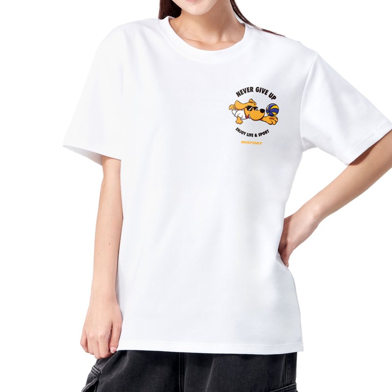 立体机能棉T-跩狗全力以赴(小图款)-排球 运动衣 机能服 MIT台湾 - 男装运动衣 - 聚酯纤维 白色