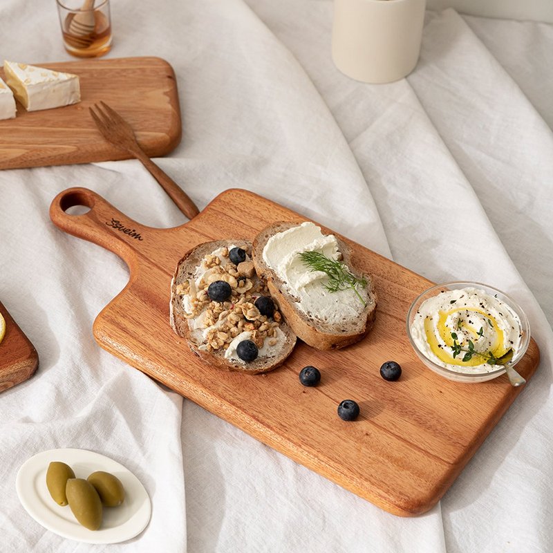 韩国SSUEIM 桃花心木制把手长方形砧板/托盘 40x19.5x2 - 托盘/砧板 - 其他材质 咖啡色