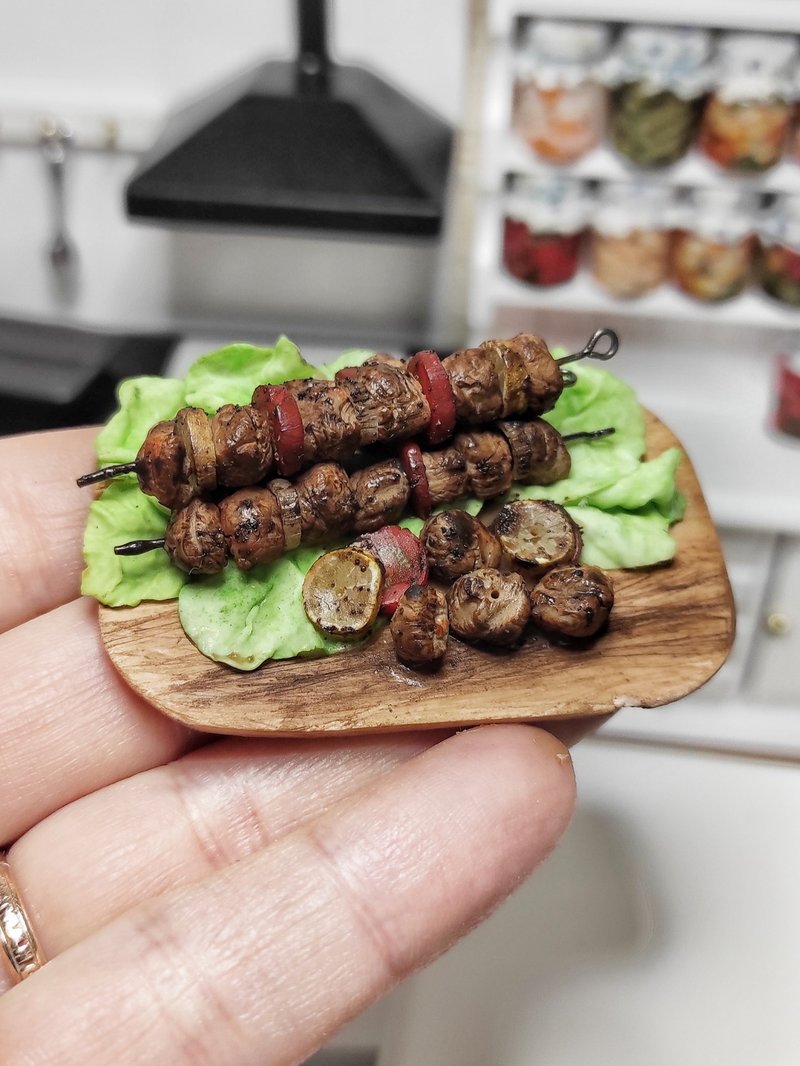 Realistic miniature kebab 1/6 - Barbecue - Mini kebab -  Miniature food - 玩偶/公仔 - 粘土 