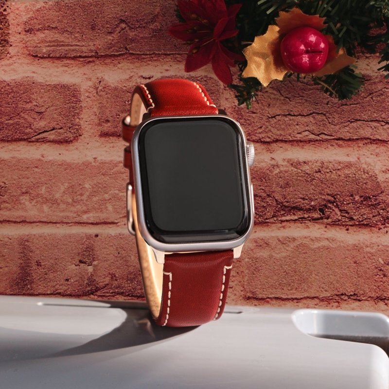 APPLE WATCH适用 美国 Horween 油皮表带 - 红砖色 - 表带 - 真皮 红色