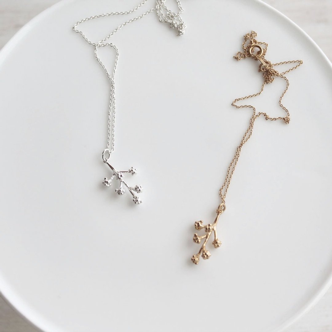 含羞草 纯银 小花项链 /Mimosa necklaces/ - 项链 - 纯银 银色