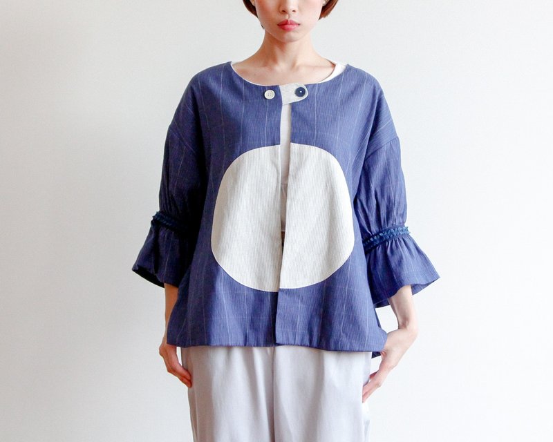 最后一件岚丸圈外套 - 女装休闲/机能外套 - 棉．麻 蓝色