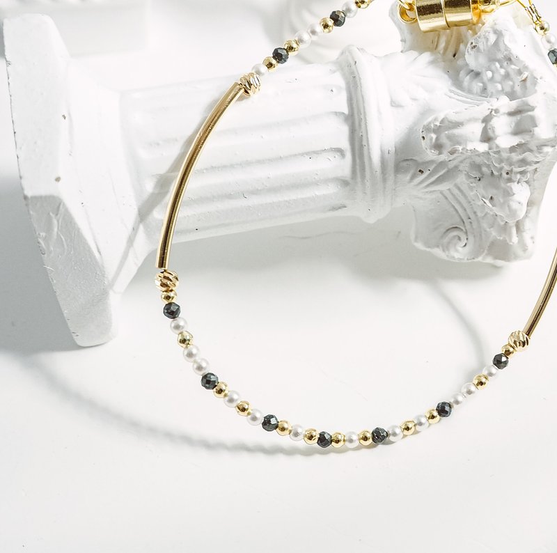 【全馆清仓最高折800】太赫兹 18金磁扣手链/水晶珍珠__生命密码0 - 手链/手环 - 玉石 黑色