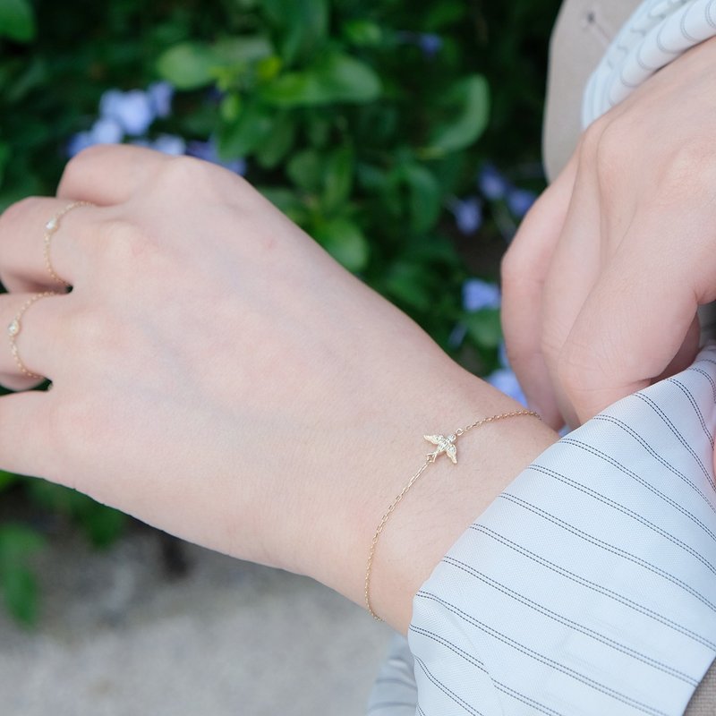 10K飞燕镶钻手链 - 手链/手环 - 贵金属 金色