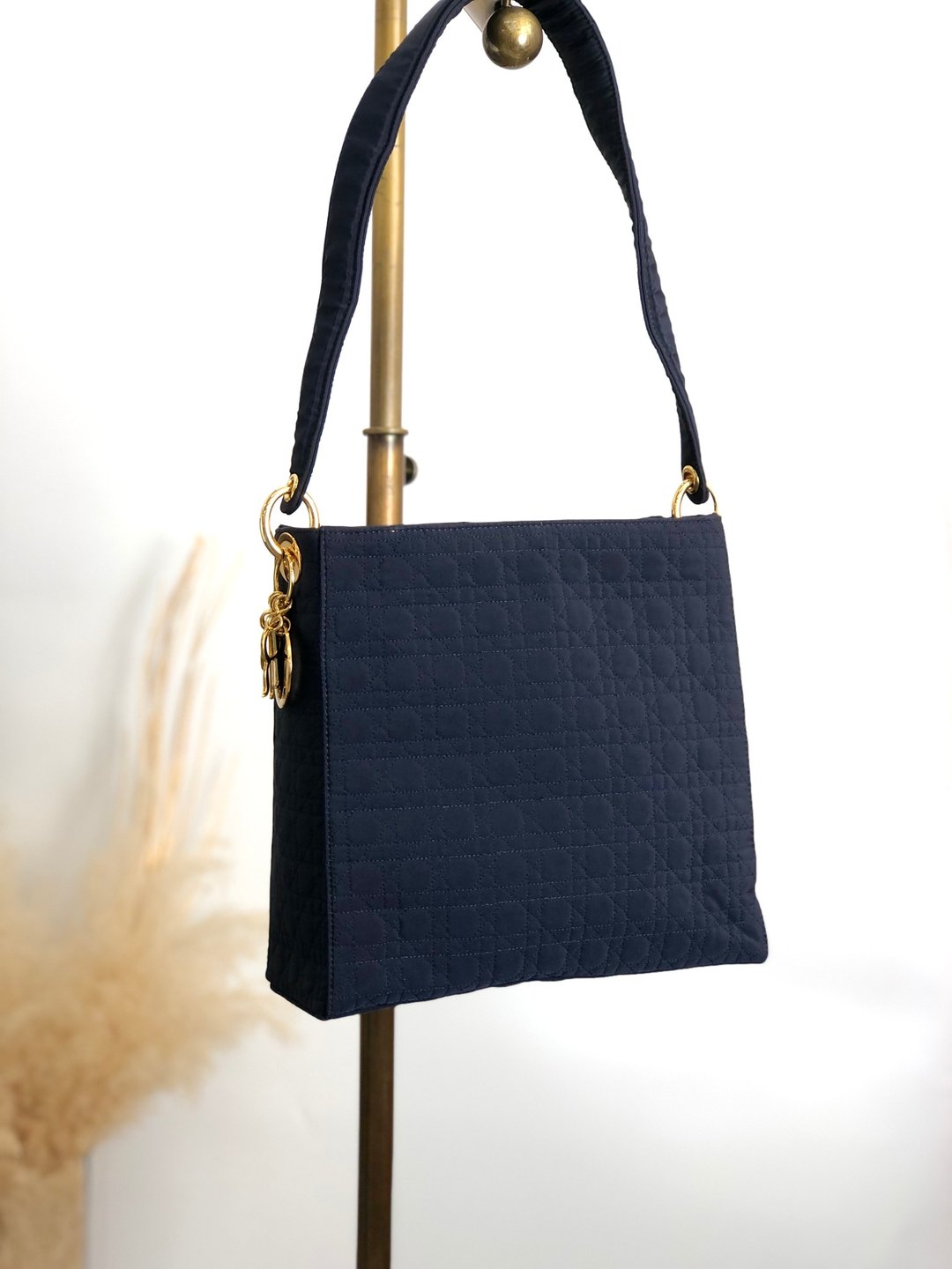 [日本直送，品牌二手包] Christian Dior Cannage 单肩包，海军蓝，吊饰，尼龙，流浪包，旧款，55p7w6 - 侧背包/斜挎包 - 尼龙 蓝色