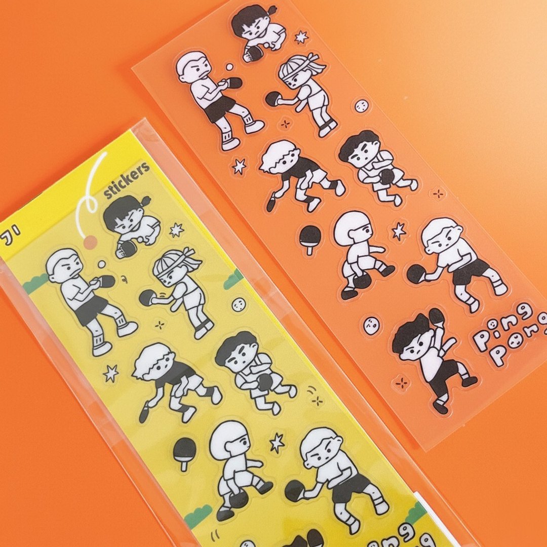 乒乓好朋友 / 手帐贴纸 / 透明底 Clear Sticker / Black & White - 贴纸 - 塑料 