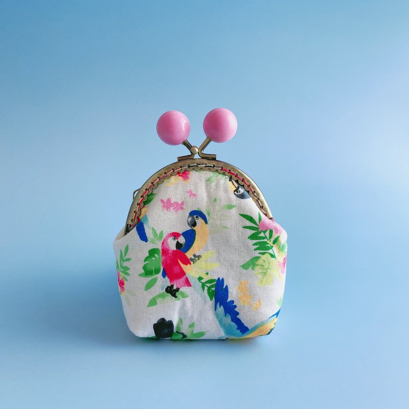 小彩虹糖果口金零钱包-彩虹鹦鹉 - 零钱包 - 棉．麻 
