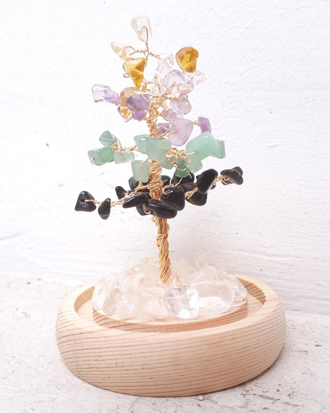 【五行水晶树】黄水晶、紫水晶、绿东菱、黑曜石、白水晶 - 摆饰 - 水晶 
