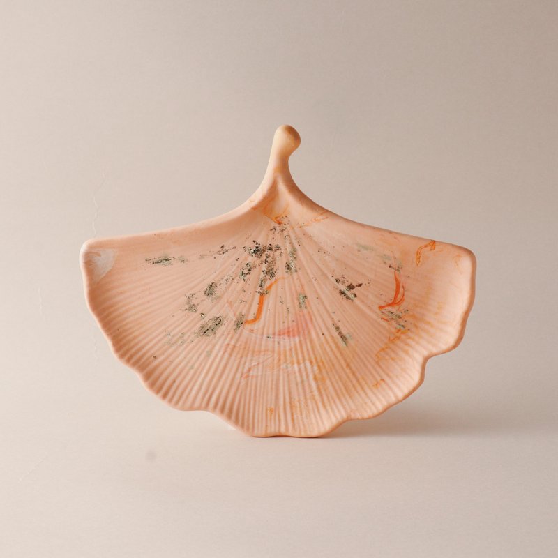 Jesmonite英国矿石树脂/叶盘- 金箔浅金色大理石纹 - 摆饰 - 环保材料 橘色