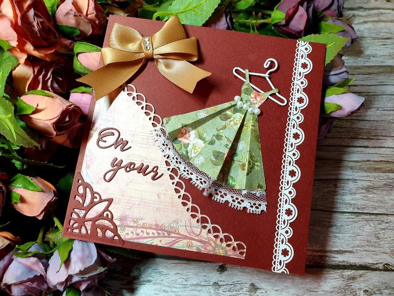 原创艺术手工卡片-窈窕淑女-情人节-透明盒装万用卡-送给心爱女孩 - 卡片/明信片 - 纸 红色