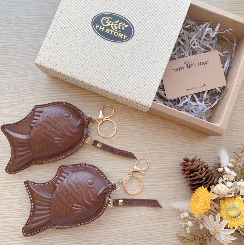 【手作礼物】皮革日系鲷鱼烧拉链包/散纸包/免费刻字 YH Story - 零钱包 - 真皮 