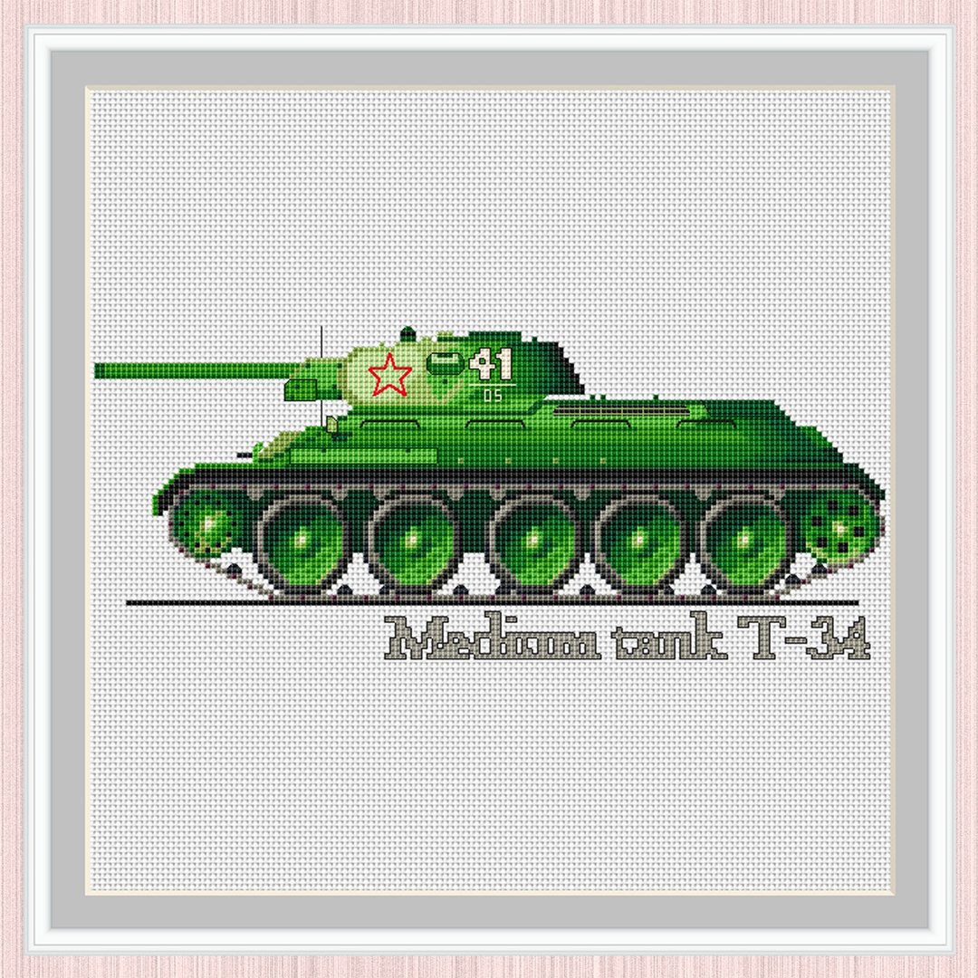 Tank T-34 Cross Stitch Pattern | Russian Tank | Tank of World War II - 十字繡圖案 - 手工艺教程/工具书 - 其他材质 
