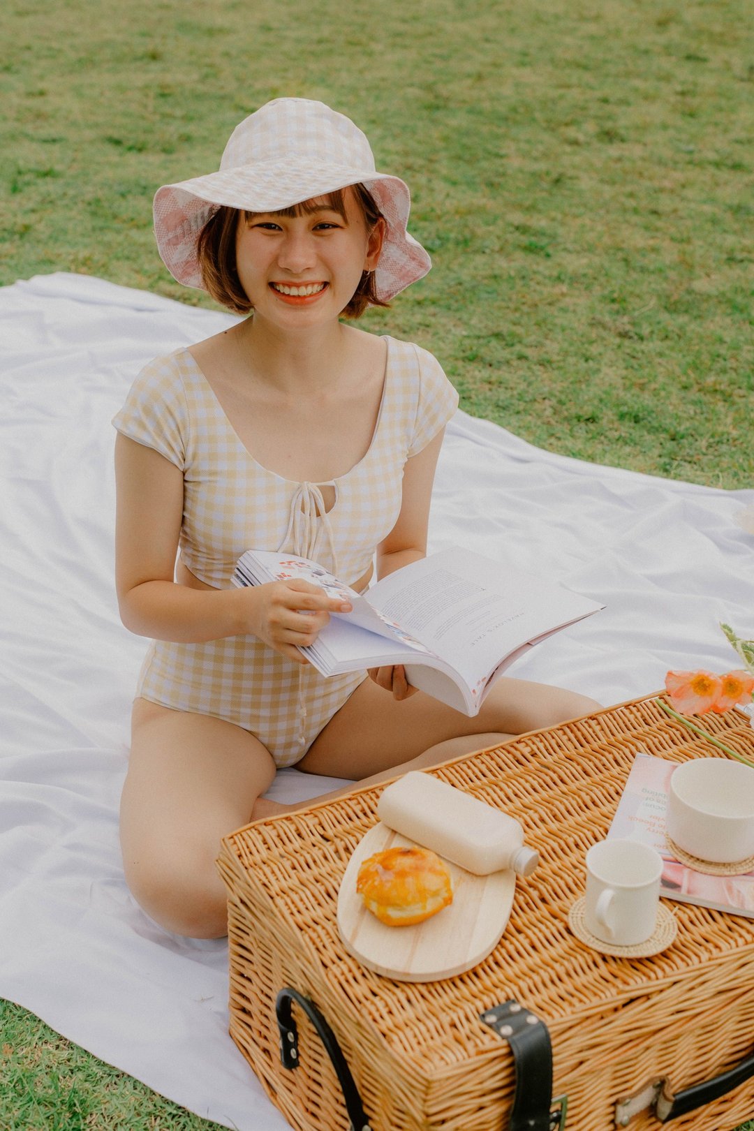Tiny B : Gingham Butter (2Piece Swimwear) - 女装泳衣/比基尼 - 其他材质 黄色