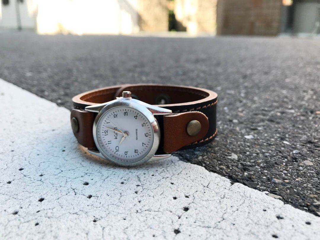 STITCH Men's Dark Fashionable Stitch Run Watch Men's Like SRW-KBB-BA - 女表 - 真皮 黑色