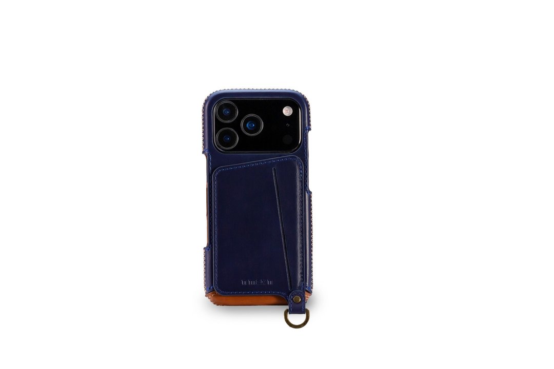 iPhone 18 Pro / 17 Pro 经典系列 - 磁吸站立卡袋手机皮套 - 海军蓝 - 手机壳/手机套 - 真皮 蓝色