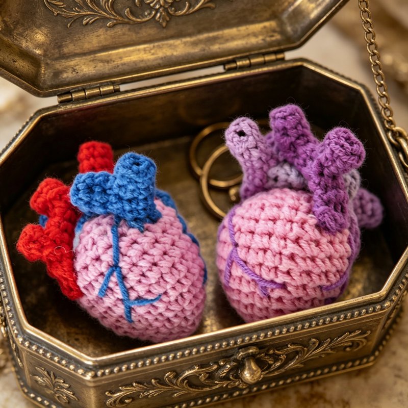 鈎织心脏匙扣 - 钥匙链/钥匙包 - 棉．麻 