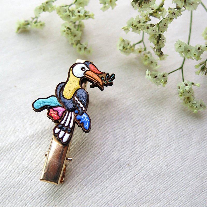 木质发夹 犀鸟 - 发饰 - 木头 黑色