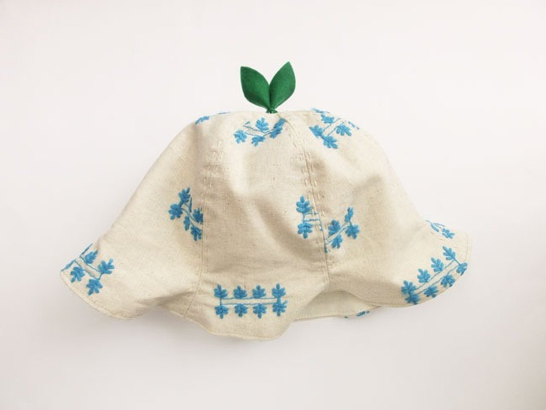 Grow Up! Leaf Hat for Baby & Toddler / Embroidery Blue  - 围嘴/口水巾 - 棉 蓝色