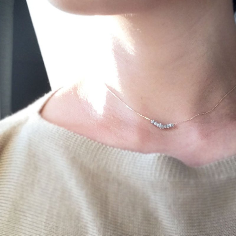 K14gf raw diamond Necklace, April Birthstone, Diamond Dainty Necklace - 项链 - 宝石 银色