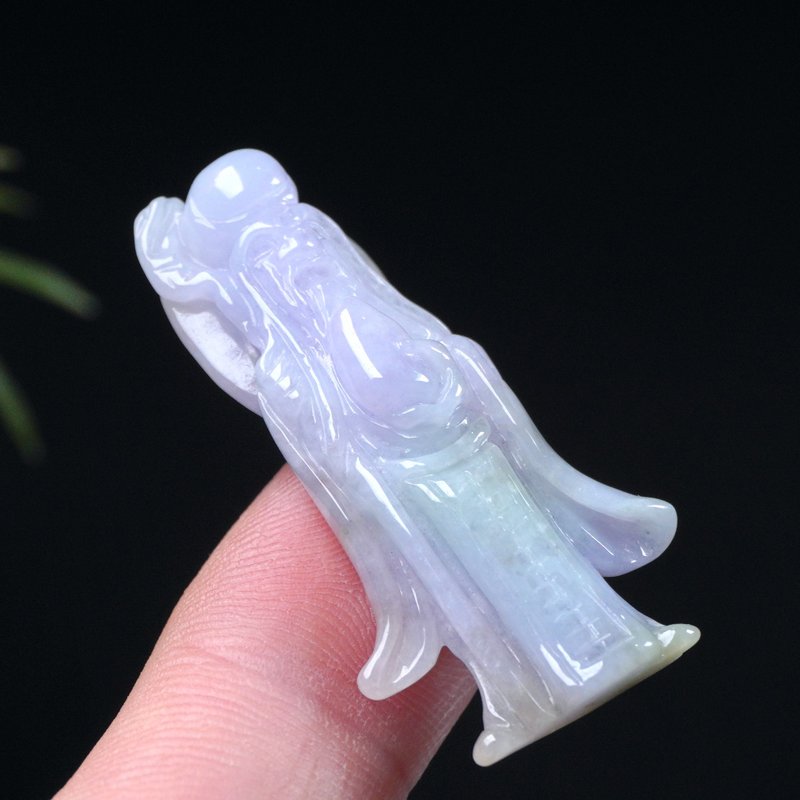 春带彩翡翠寿翁项链 | 天然缅甸玉A货翡翠 | 送礼 - 吊饰 - 玉石 多色