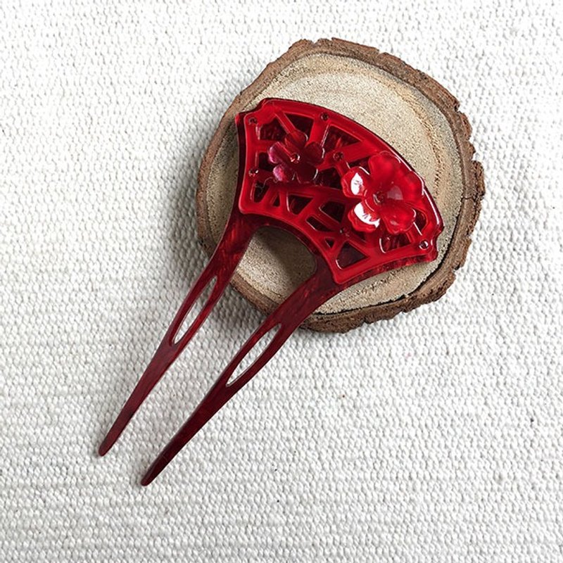 冰裂梅,发簪,发插-红 - 发饰 - 压克力 红色