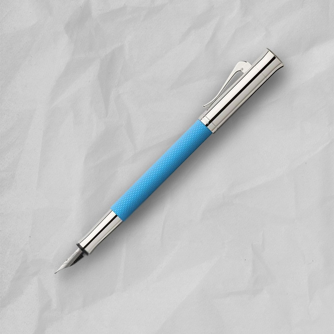 【Graf von Faber-Castell】 绳纹饰 钢笔-海湾蓝 EF尖 VIP刻字 - 钢笔 - 树脂 蓝色