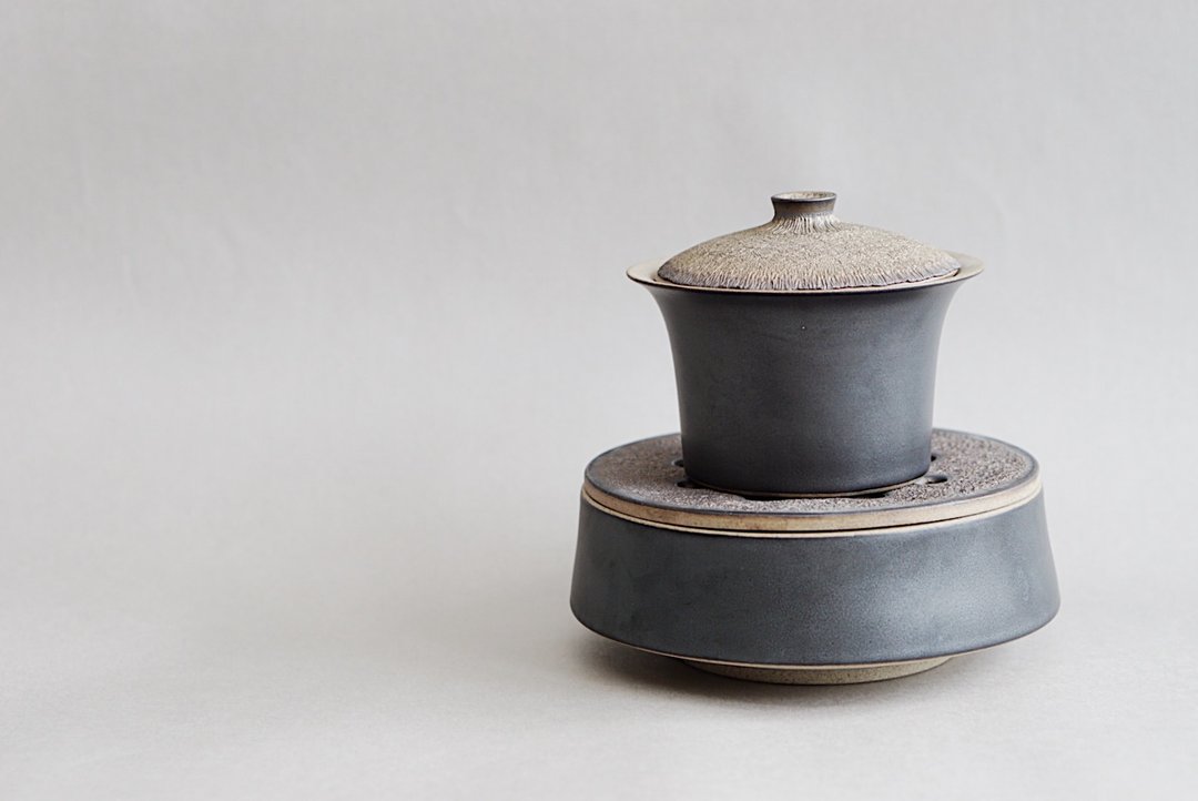 磨砂黑金色盖碗搭配壶承茶具套装 - 茶具/茶杯 - 瓷 黑色