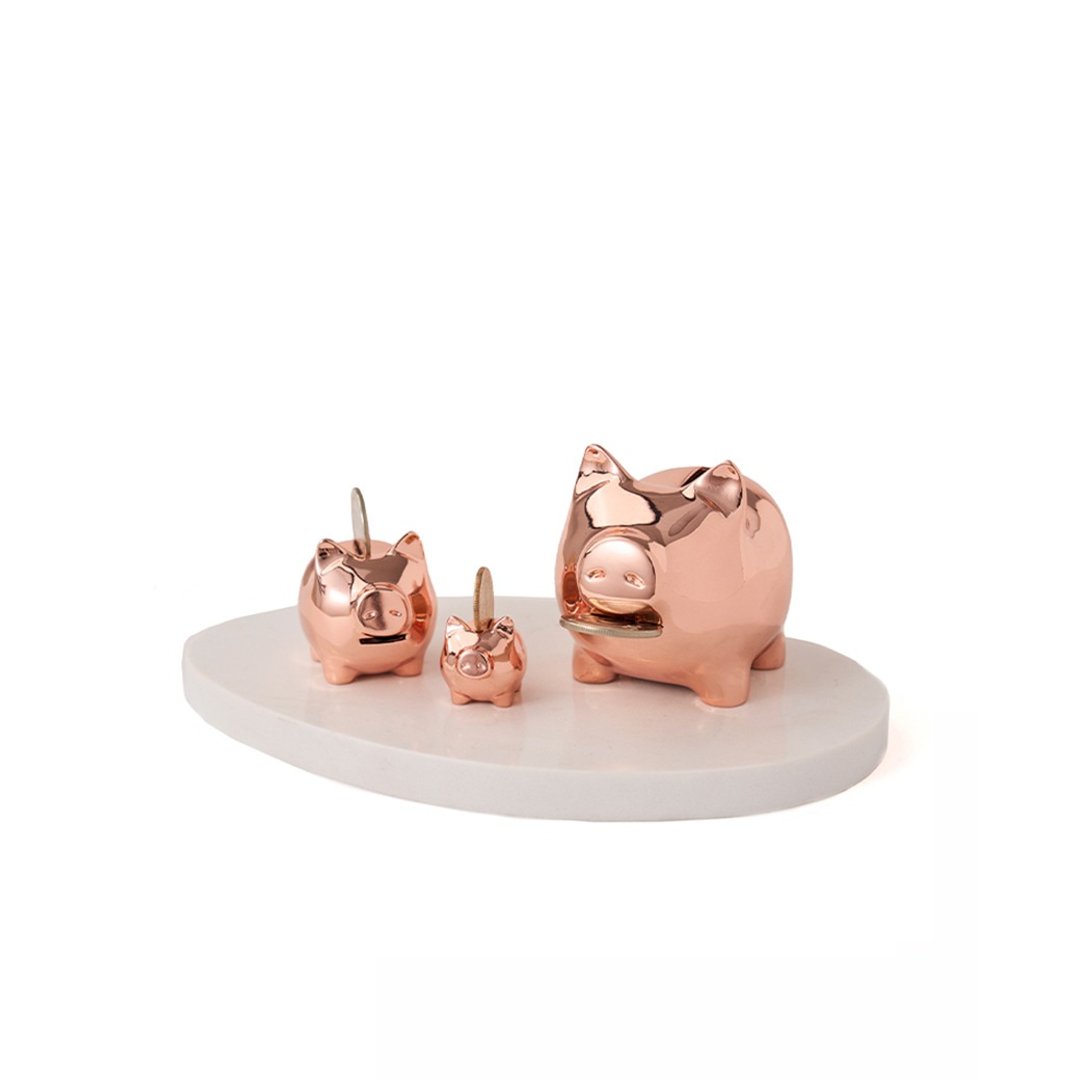 GOLDENPIG | 招财金猪 大猪小猪落御盘 玫瑰金 - 摆饰 - 贵金属 粉红色