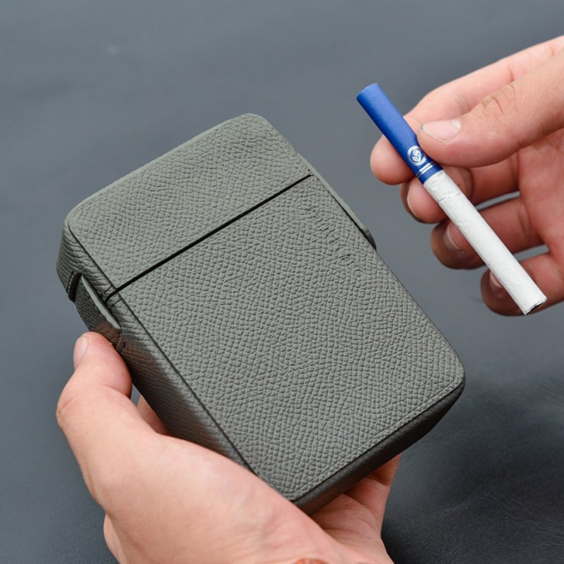 父亲节礼物 真皮烟盒20支装便携香烟打火机牛皮送领导 高档礼物 - 收纳用品 - 真皮 黑色