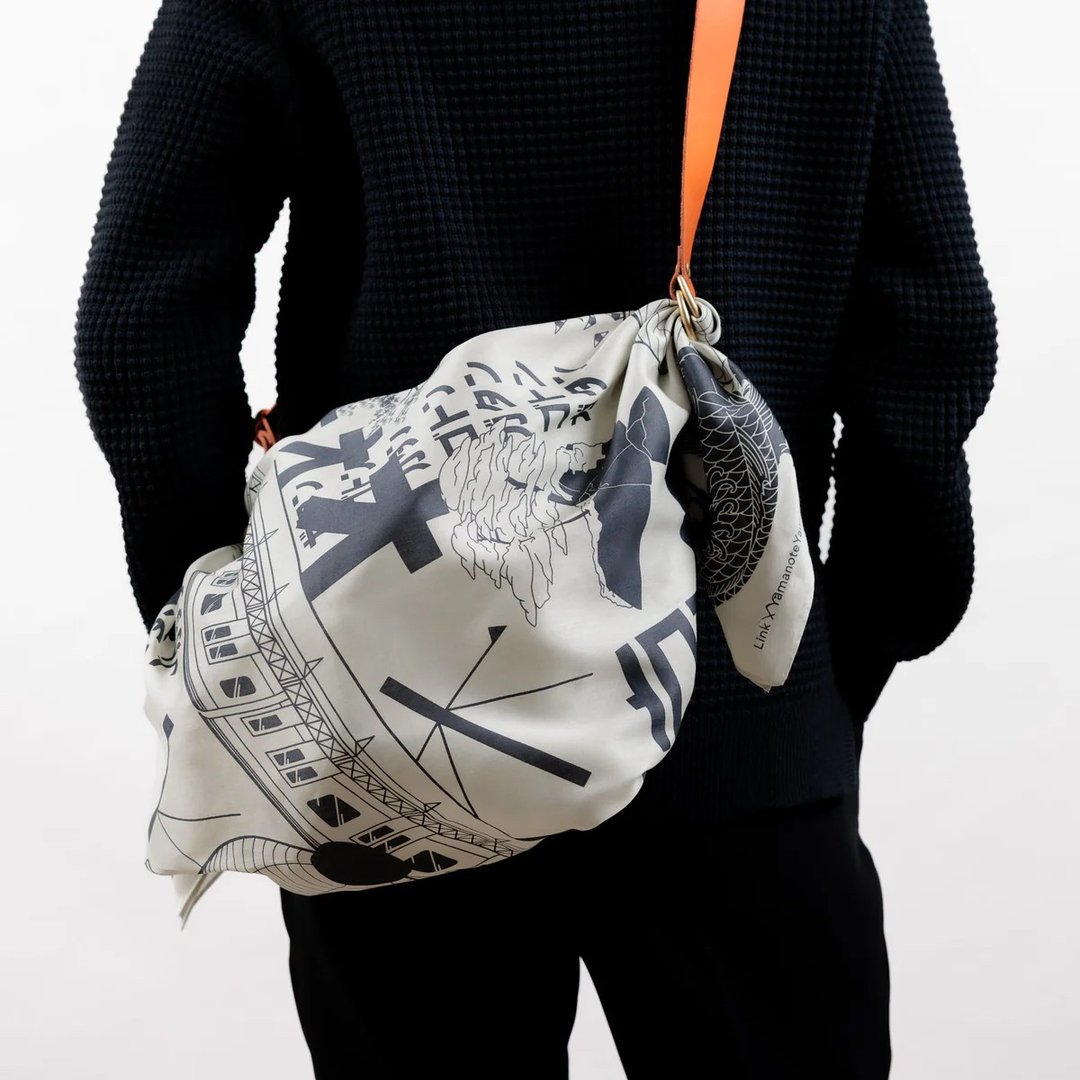 Tokyo Manga 午夜蓝 & 可调式长度橘色皮革挂绳组 - 侧背包/斜挎包 - 棉 橘色