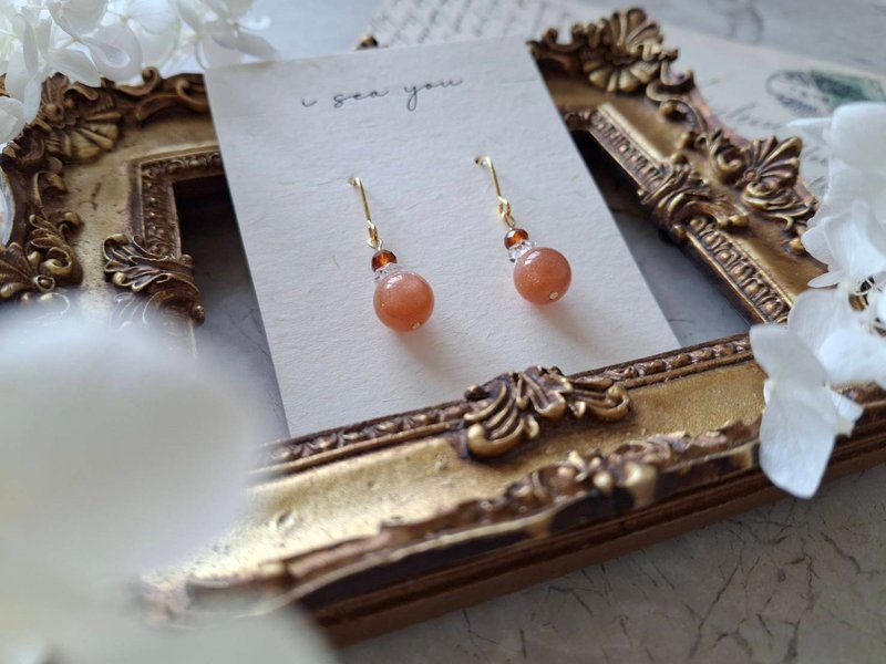 i sea you 金星－耀眼的存在－太阳石、橙石瑠石 - 耳环/耳夹 - 半宝石 