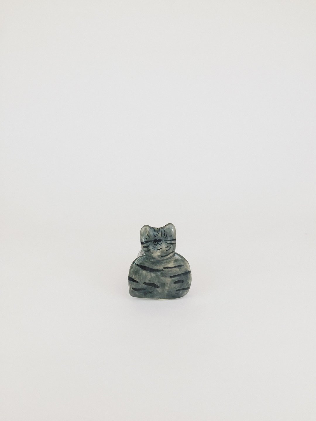 扁脸黑足猫 - 摆饰 - 陶 灰色