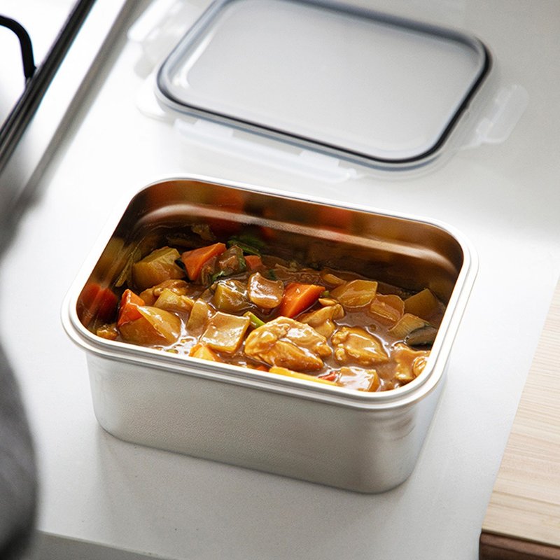 日本霜山 卡扣式304不锈钢保鲜盒(附盖)-3.2L-3入 - 便当盒/饭盒 - 不锈钢 银色