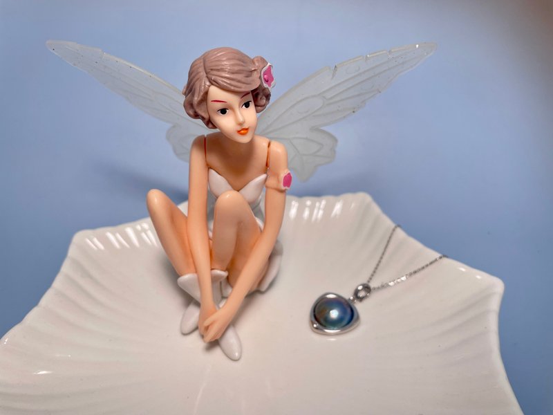 圆融 马贝珍珠  古典风格 纯银 万能扣吊坠 赠项链 - 项链 - 珍珠 蓝色