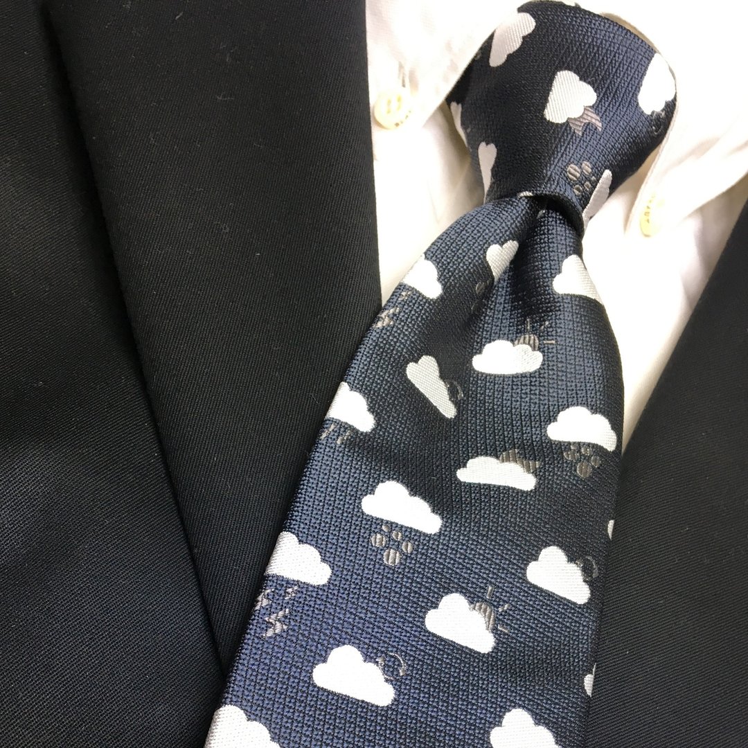 Cloud tie Gray cloud necktie - 领带/领带夹 - 丝．绢 灰色