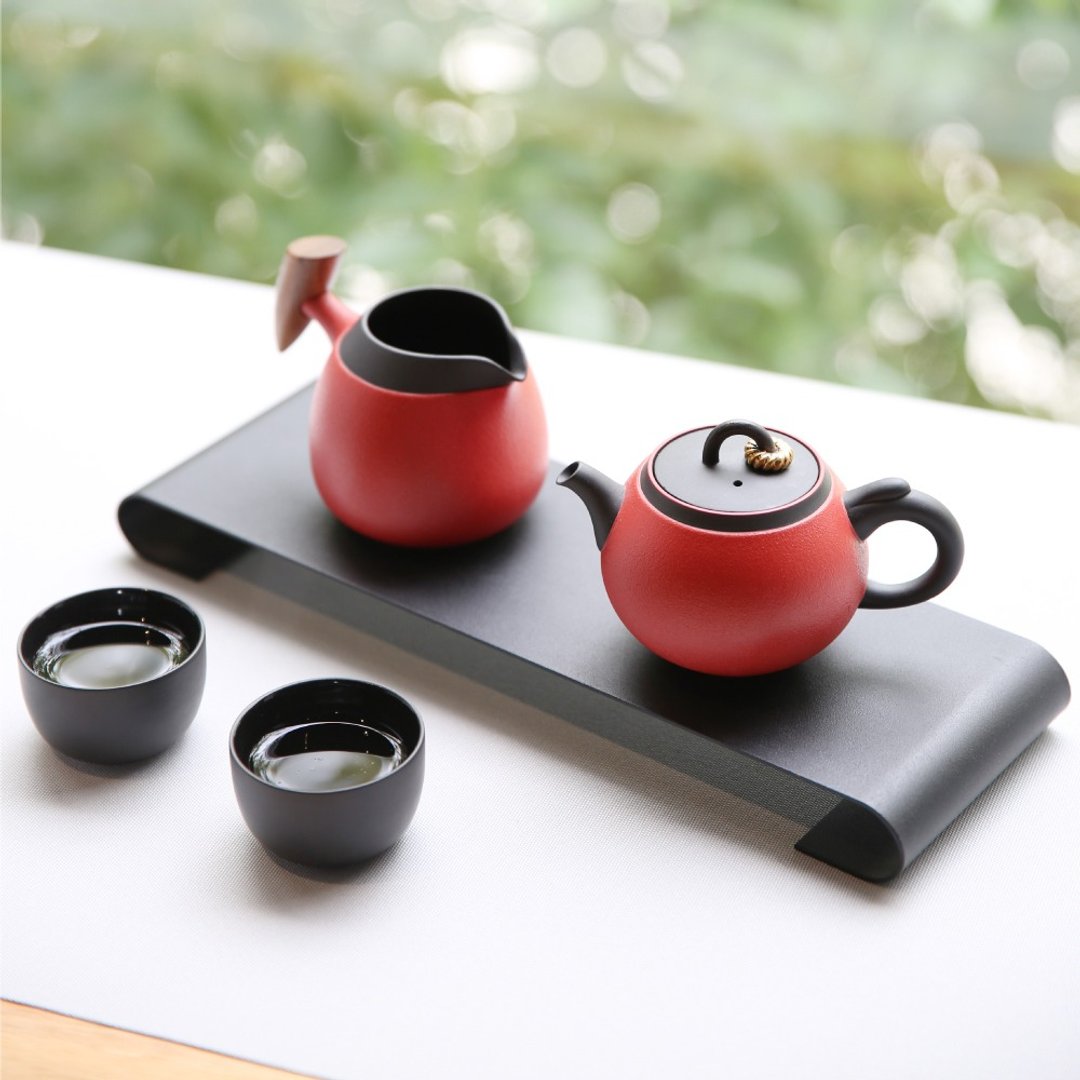 【礼物首选】陆宝 金喜环茶组 一壶一海六杯 - 茶具/茶杯 - 陶 