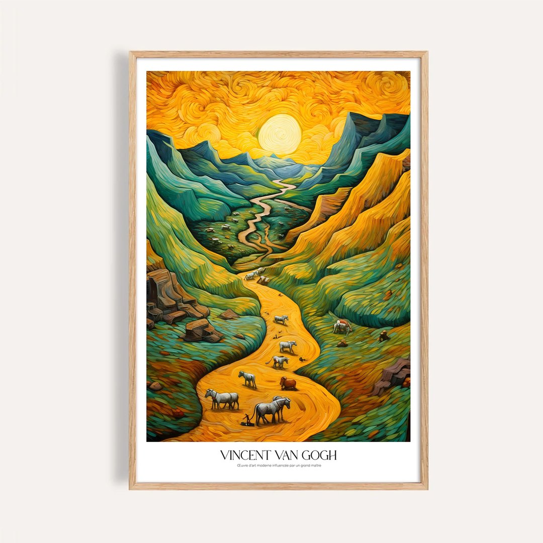 山谷牧歌 Valley Pastoral / 梵谷风格风景画 客厅挂画 无框画 - 海报/装饰画/版画 - 纸 