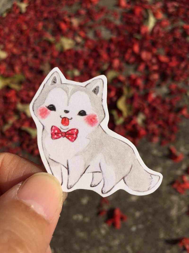 快乐哈士奇贴纸-六入一组 - 贴纸 - 纸 灰色