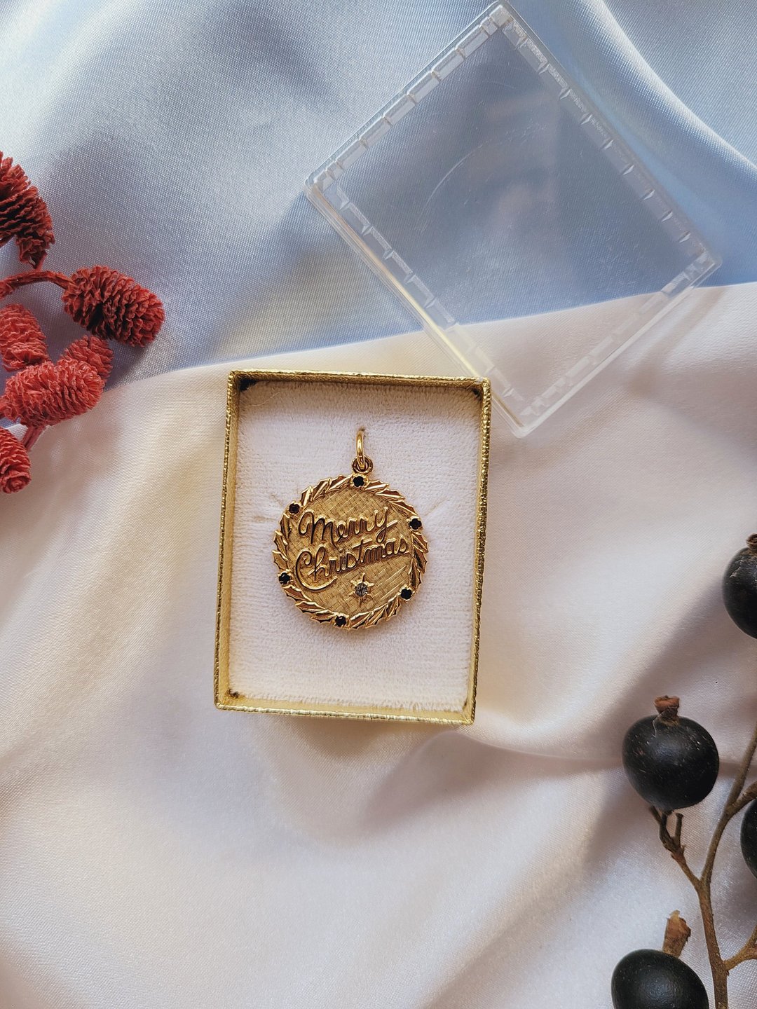 美国西洋古董饰品/ A&amp;Z包金圣诞节纪念坠饰/复古珠宝首饰Pendant - 吊饰 - 其他金属 