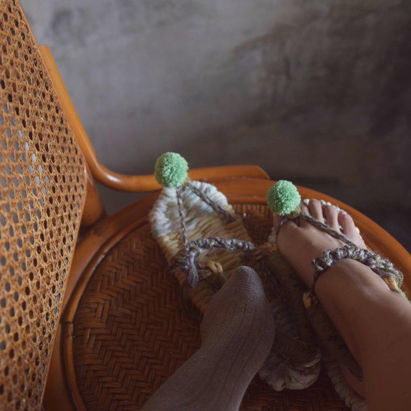 无花果 / 琼麻手工布草履_草凉鞋手工鞋 | 无现货需定制 - 男女凉鞋 - 棉．麻 绿色