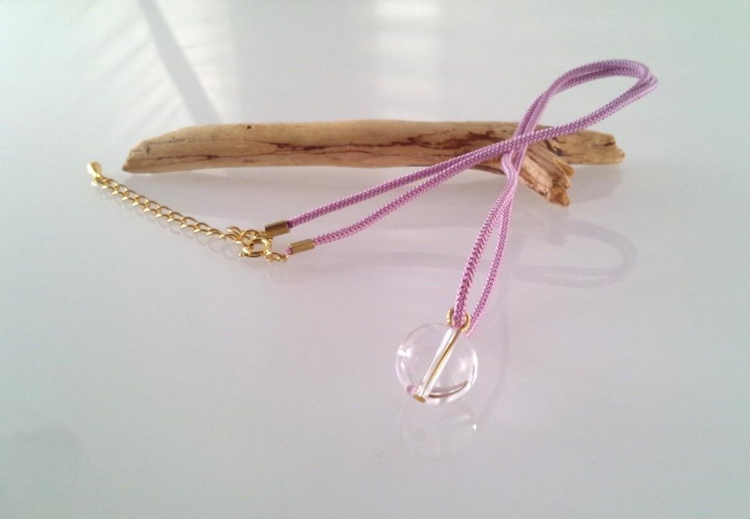 Crystal necklace Crystal and silk (Kyoto braid) 1 - 项链 - 宝石 