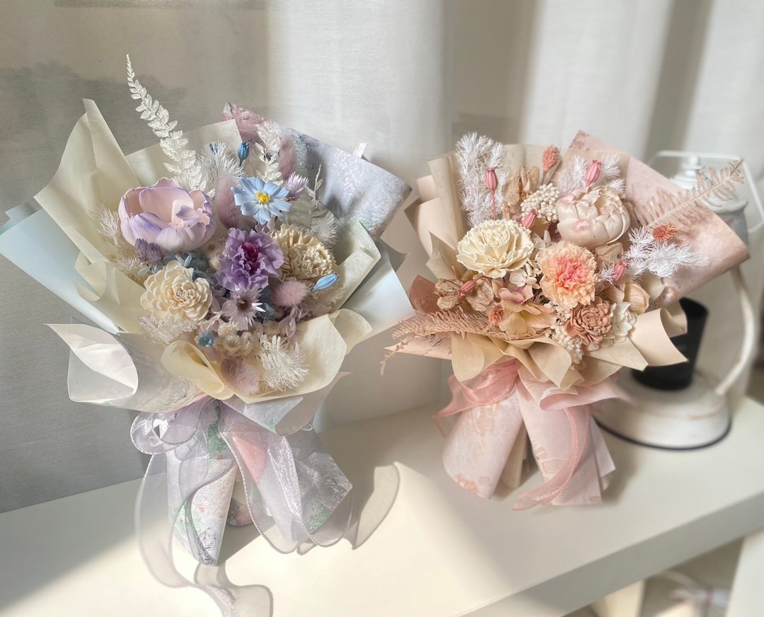 【关于花艺 │永生花束】 定制花束 毕业花束  面交 - 干燥花/捧花 - 植物．花 粉红色