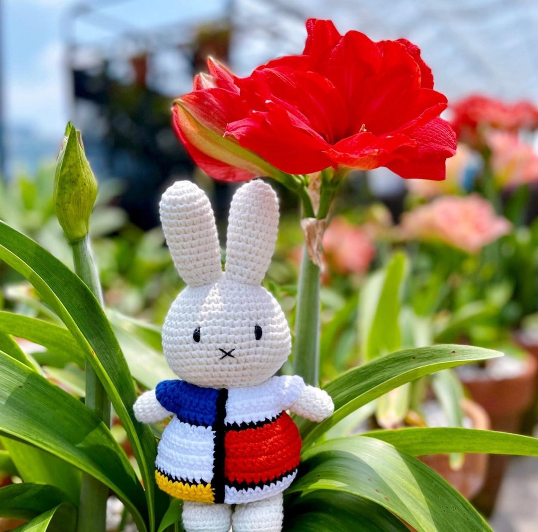 荷兰 Just Dutch | Miffy 米飞兔 编织娃娃和她的蒙德里安洋装 - 玩偶/公仔 - 棉 多色