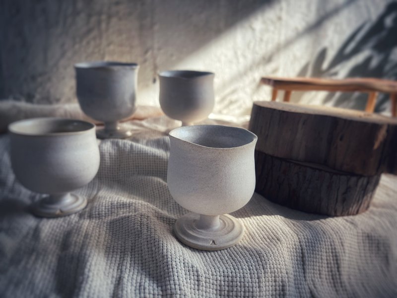 野兽高脚杯・茶杯・咖啡杯・酒杯 - 鲜奶油系列 No 1 - 茶具/茶杯 - 陶 白色