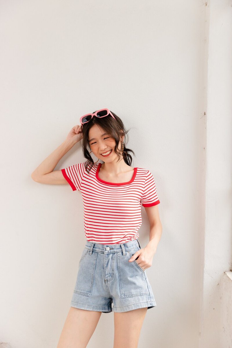 Happy knit top - 女装 T 恤 - 其他材质 红色