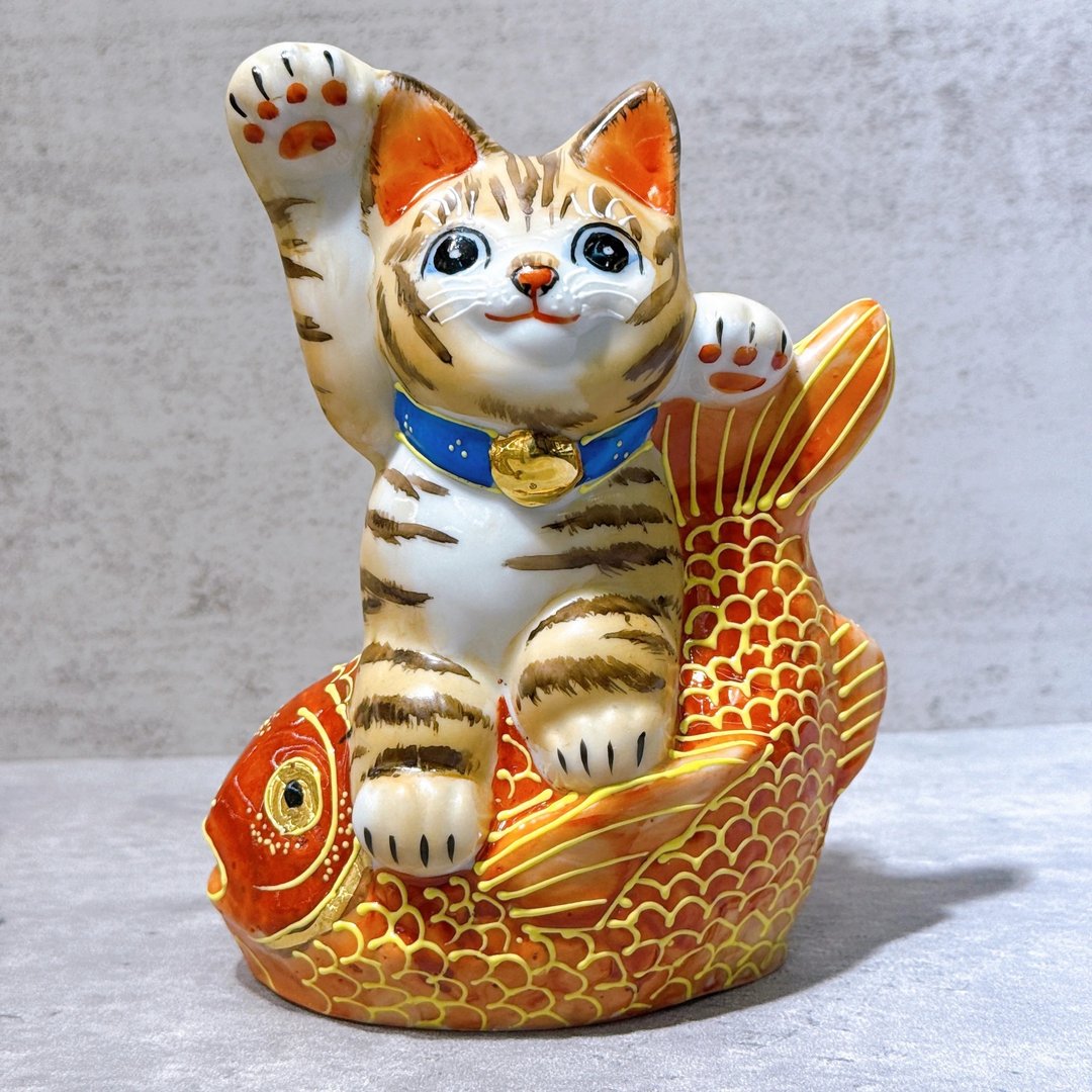 【锦鲤祥瑞】日本九谷烧招财猫 |  虎纹鲷 - 摆饰 - 瓷 多色