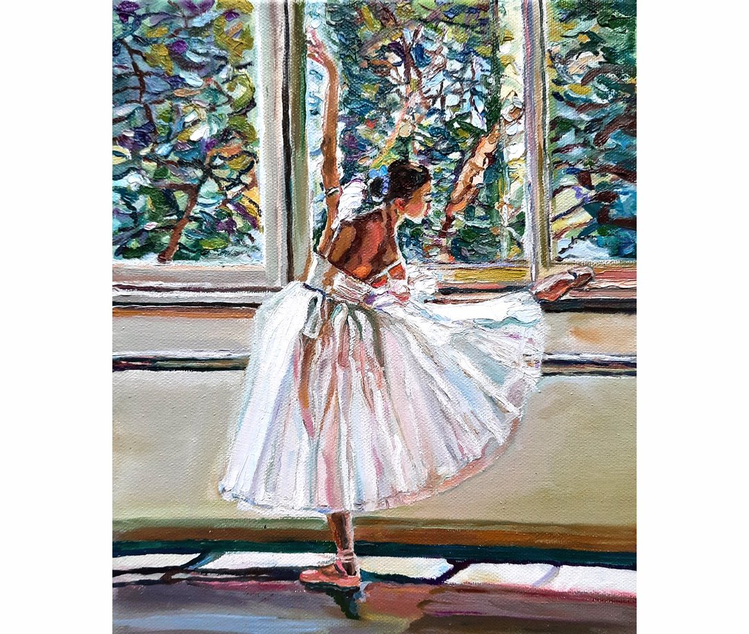 油畫原作 Ballerina Painting Original Art 油畫 Oil Painting Oil On Canvas Wall Decor - 墙贴/壁贴 - 其他材质 卡其色