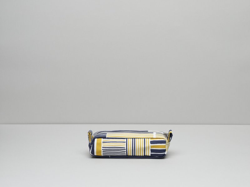 纯棉帆布笔袋 / 铁皮屋黄蓝 - 铅笔盒/笔袋 - 棉．麻 黄色