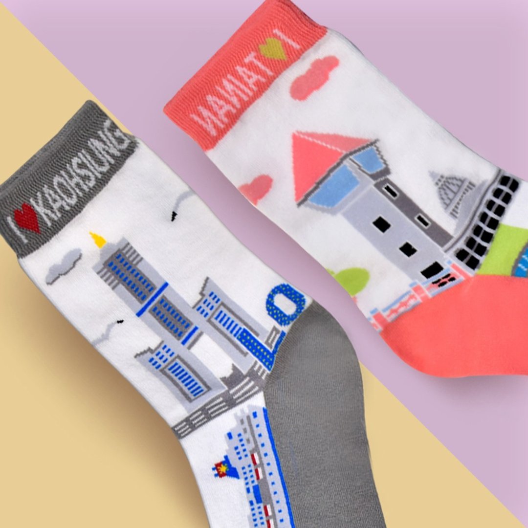 双袜组-台南好游袜 Tainan SOCKS+高雄好游袜Kaohsiung  SOCKS - 袜子 - 棉 粉红色
