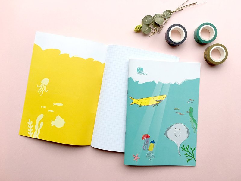 [海底世界]个人原创手绘笔记本 内页格纹 - 笔记本/手帐 - 纸 绿色